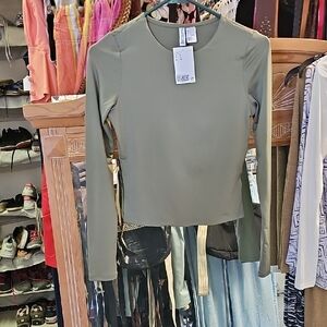 Divided Olive Green Long-Sleeve Crewneck Top